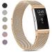 VANCLE Metal band Compatible with Fitbit Charge 2 Bands for Women Men, Stainless Steel Mesh Breathable Wristband with Adjustable Magnet Clasp for Fitbit Charge 2 band Rose gold Small