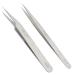 FEITA Precision Tweezers Professional Stainless Steel Straight & Slanted Tip Best Tweezers Set for Eyelash Extension  Craft  Jewelry  Eyebrow & Ingrown Hair Removal (Silver 2Pcs)