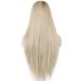 SHIYID Glueless Long Straight Ombre Wig - High Temperature Fiber Brown to Blonde Lace Front for White Women - Buy Online on SooperMarket.com