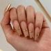 TIMMOKO Press on Nails Long Square Fake Nails Acrylic Ballet Exquisite Gold Foil Stripes Design adhesive tape on Nails Design Nails for Women and Girls 24Pcs