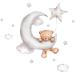Decorative Wall Stickers Bears Clouds Moon and Stars Wall Stickers Cartoon Cute Bears Wall Decals Window Stickers for Kids Baby Room Bedroom Nursery Playroom Home Decor (B)