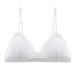 LoRier Women Lace Bralettes Floral Adjustable Thin Strap V-Neck Hook Eye Wireless Triangle Bralette 75A White