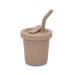 no ka Straw Cup | 100% Food-Grade Silicone | Spill-Proof | Non-Slip & Soft | Dishwasher Friendly | Almond | Size 6 Oz Almond 6 Oz Straw Cup