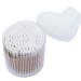 Organic Cotton Swabs with Wooden Sticks 200 Pcs of Pack qtips Cotton Swabs Pure Natural Bamboo Biodegradable Double Round Tipped q tips for ears Makeup and Daily Use 200P White-200P-Cyl