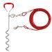 Wolike Dog Tie Out Cable and Stake Dog Wire Traction Rope Heavy Duty Stake-Out Dog Spike Spiral Pet Fixed Pile Outdoor Grass Dog Towing Rope (16FT/5M Red) 16FT/5M Red