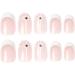 Justotry 24 Pcs Beige Almond Short False Nails French Press on Nails - White Striped Pattern Fake Nails with Nail Glue for Women - Buy Online on SooperMarket.com