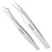 Volume eyelash extension tweezers - Feita Professional stainless steel angled curved lace precision tweezers for individual eyelashes 3D -6D volume eyelashes hair removal (2 pieces)
