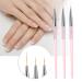 3pcs Nail Art Dotting Liner Brush Set with Rhinestone Handle - Pink Manicure Tools - Buy Online on SooperMarket.com