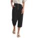 Gufesf Women's Cotton Linen Palazzo Pants Summer Wide Leg Long Trousers with Pockets Crop Pants for Women Dressy Casual Black Small