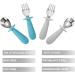 PandaEar 4 Set Baby Toddler Silicone Stainless Steel Utensils Silverware Spoon Fork - BPA Free, Anti-Choke Design (Blue&Grey) - Buy Online on SooperMarket.com