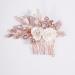 Missgrace Bride Wedding Crystal Pearl Leaf Rhinestones Hair Comb - Rose Gold Pink - Buy Online on SooperMarket.com