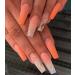 Brishow nails to stick with heart long artificial nails orange press on nails ballerina acrylic fingernail 24PCs for women and girls