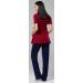 Happy Mama Women's Maternity Nursing 3pcs Nightwear Set - Crimson & Navy - Buy Online on SooperMarket.com