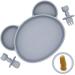Suction Plate Baby Cutlery Set Chomp Includes Baby Toothbrush Baby Weaning Set Baby Plate Spoon Fork Toddler Cutlery Suction Baby Bowls for Weaning Dishwasher Safe Suction Plate (Pebble Grey)