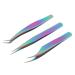Herchr 3PCs tweezers with a straight and curved lace eyelash extension tweezers twist stainless steel false eyelashes Application tools