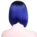 HBINGBING Ombre Blue Gray Straight Synthetic Wigs Short Middle Part Nature Bob Wigs for Women High temperature Fiber R2-61C