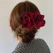 Rose Hair Clip Comb for Women - Burgundy Flower Hairpin for Wedding, Brides, Girls - Dark Red Hair Accessory - Buy Online on SooperMarket.com