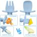 Vicloon Baby Fork and Spoon Set - 4Pcs Silicone Self Feeding Utensil for Easy Grip | Toddler Cutlery Kit for Infant & Children | First Led Training Weaning Spoons - Blue-light Green - Buy Online on SooperMarket.com