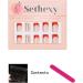 Sethexy Christmas French Short Square False Nails - 24Pcs Glossy Festive Press On Acrylic Stick On Nail Tips - Buy Online on SooperMarket.com