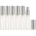 Enslz 6 x 10ml Refillable Frosted Glass Spray Bottles with 2 x 3ml Pipettes - Silver | Perfect for Perfume & Travel - Buy Online on SooperMarket.com