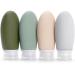 4 pieces 100ml silicone travel bottles set with labels opre leak-proof refillable empty. Routing size container travel bottles for filling cosmetics shampoo liquids bpa-free and tsa-tested gray white blue green