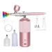 Closer Airbrush Set - Handheld Airbrush Compressor Pink Metal for Nail Art Cosmetics Cake Decorating