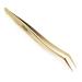 Professional Eyelash Extension Tweezers - Stainless Steel 45 Mega Curved Angled Fine Tip Tweezer for Volume Lashes - Gold Tweezer for Precision Application - 17mm - Eye Lash Extensions Supplies - Buy Online on SooperMarket.com