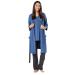 HAPPY MAMA Women's Maternity Nursing 3pcs Nightwear Set: Pants - Top - Robe 558p 8 Blue Jeans & Graphite