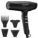 BaBylissPRO Nano Titanium Dual Ionic Lightweight High Speed Hairdryer with 2 Nozzles Diffuser and Straightening pick Black