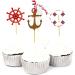 SWOOMEY 24pcs Nautical Cupcake Toppers Top Hat Nautical Theme Party Picks Nautical Cupcake Picks Nautical Cake Topper Birthday Nautical Topper With Line Ocean - Buy Online on SooperMarket.com