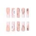 RikView French Tip Square Press-On Nails | Long Glossy White Nails with 3D Flowers | 24 PCS Stick-On Fake Nails - Buy Online on SooperMarket.com