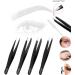 S.A.Q. JILLANI Eyebrow Precision Tweezers Set - Professional Stainless Steel - For Men and Women - Facial & Ingrown Hair Removal - 4 Pieces with Case (Black) - Buy Online on SooperMarket.com