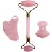 Home Decoration Gua Sha Scraper Board - Rose Quartz Face Massager & Jade Roller Set | Natural Stone Facial Tool for Glowing Skin - Buy Online on SooperMarket.com