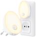 Auvon night light socket with motion detector 2 pieces of light LED night light socket light brightness in infinitely adjustable for children's room hallway stairs kitchen bedroom warm white
