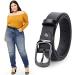 WERFORU Women Black Leather Belt Plus Size Polished Buckle for Jeans Pants Suit for size 46"-50" A-black With Gun Color Buckle