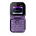 JHIALG Mini Flip Mobile Phone FM Radio Voice Blacklist Speed Dial Vibration 2SIM Small For elderl Display Foldable Card Phone Purple