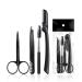 SCJJZ Women's razor blades tweezers eyebrow tweezers set of 4 eyebrow scissors with eyebrow clip eyebrow comb black