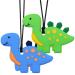 Chew Necklaces for Sensory Kids  Silicone Dinosaur Chewy Toys for Boys with Autism  ADHD  SPD  Chewing Necklaces for Anxiety  Reduce Fidgeting for Children Blue&Green