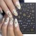 10 Sheets Metallic Nail Art Stickers - Self-Adhesive Decals with Glitter Stars, Moon, Love Heart - Gold & Silver Designs for Women DIY Nail Art - Buy Online on SooperMarket.com