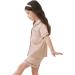 SWOMOG Kids Silk Pyjamas Set Short Sleeve Button-Down Nightwear Teens Sleepwear 10-11 Years Champagne - Buy Online on SooperMarket.com