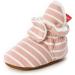 TMEOG Baby Booties Slippers Infant Boots Newborn First Walking Shoes Baby Winter Sock Crib Shoes for Boys Girls 0-18Months 6-12 Months D Pink Striped