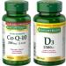 Nature's Bounty Co Q10 Extra Strength 200mg Supplement Promotes Heart Health Multi-colored 60 Softgels & Vitamin D3 2500 IU 300 Softgels Helps to prevent Vitamin D deficiency Value Size Co Q10 + VITAMIN 801138