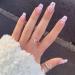 VATOCU Short Pink French Flame Coffin Press-On Nails - 24 Shiny Ballerina Nail Tips for Women & Girls - Buy Online on SooperMarket.com