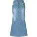 Sanahy Women's High Waist A-Line Denim Skirt | Front Button, Knee Length Fishtail Style | XL Light Blue - Buy Online on SooperMarket.com