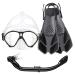 Seovediary Kids Snorkel Set, Mask Fins Snorkeling Gear for Kids Anti-Fog Swim Goggles 180 Panoramic View Dry Top Snorkel and Dive Flippers Combo with Travel Bag for Snorkeling Training Swimming Diving Black