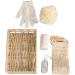 PLAFOPE 3-Piece Bath Flower Set with Rectangular Basket and Body Scrubber - Body Cleaning Kit with Loofah - 30x20cmx3pcs - Buy Online on SooperMarket.com