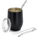 Telanks Modern Mate Becher 340 ML Yerba Mate Mate Mate 18/8 Stainless Steel Mate Tea Cup with BPA-free lid straw (bombillas) and a cleaning brush (black) black-1