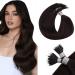 LaaVoo Nano Ring Hair Extensions 18 Inch 50s 50g Darkest Brown Nano Beads Hair Extensions Remy Straight Nano Tip Hair Extensions Real Human Hair #2 18 Inch 1.22Nano#2