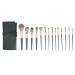 Complete Cosmetic Brush Kit 14 Pieces For Sensitive Skin Includes PU Bag Green Color Eyeshadow Foundation Tools