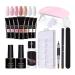 Gel Nail Kit 15ml 7 Colors Gel Extension Nail Kit with UV Lamp Nail File Clip Builder Gel Nail Kit Long-Lasting Gel Polish Starter Kit Acrylic Nail Kit